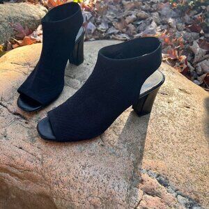 Black Slip On Chunky Heels